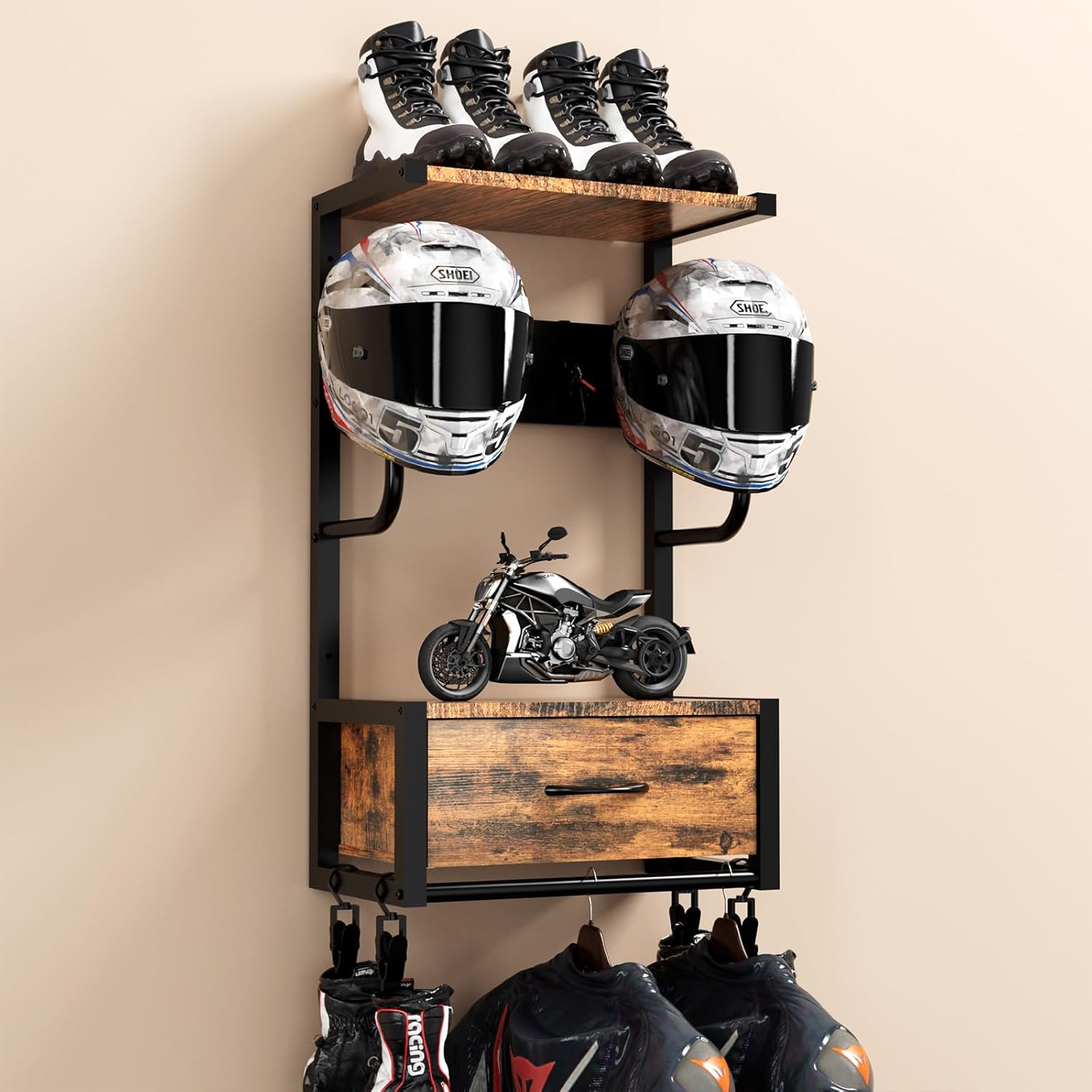 حامل خوذة الدراجات النارية، رف - مراجعة Cycling Gear Organiser وسعره